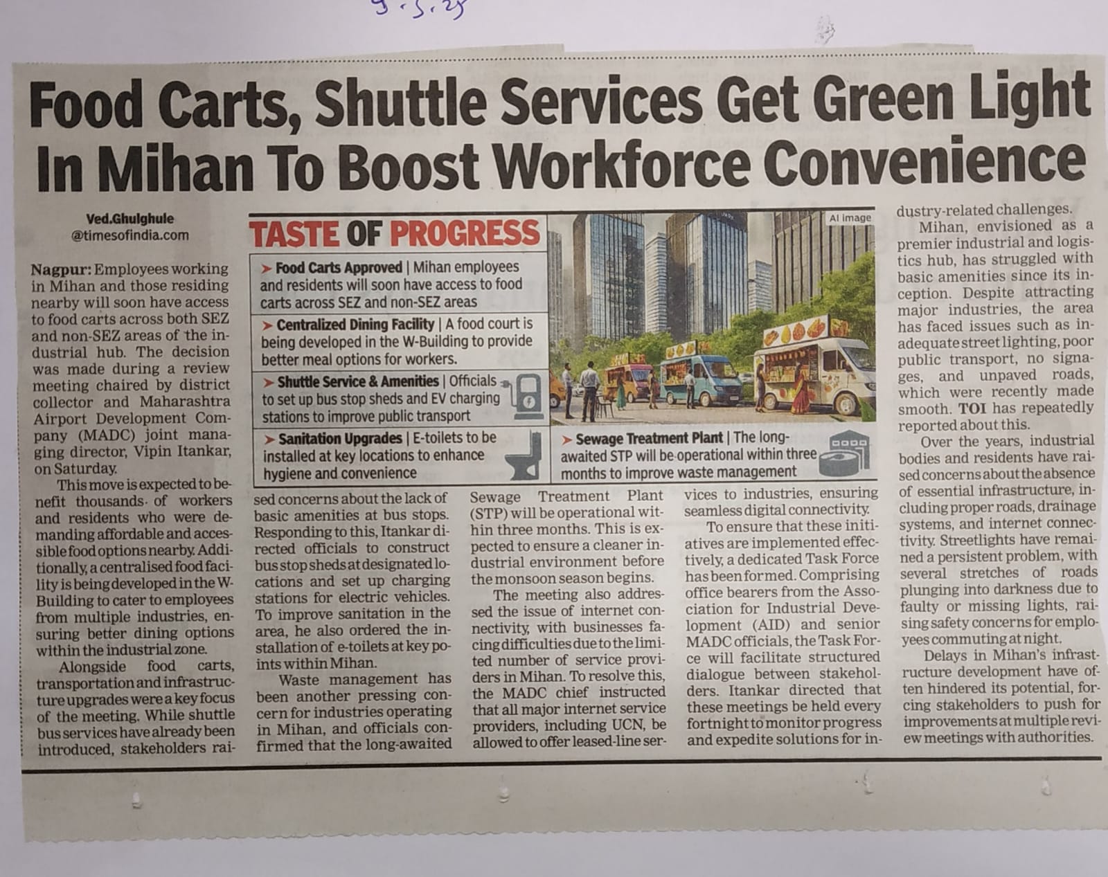 Food Carts, Shuttle Services Get Green Light In Mihan To Boost Workforce  Convenience